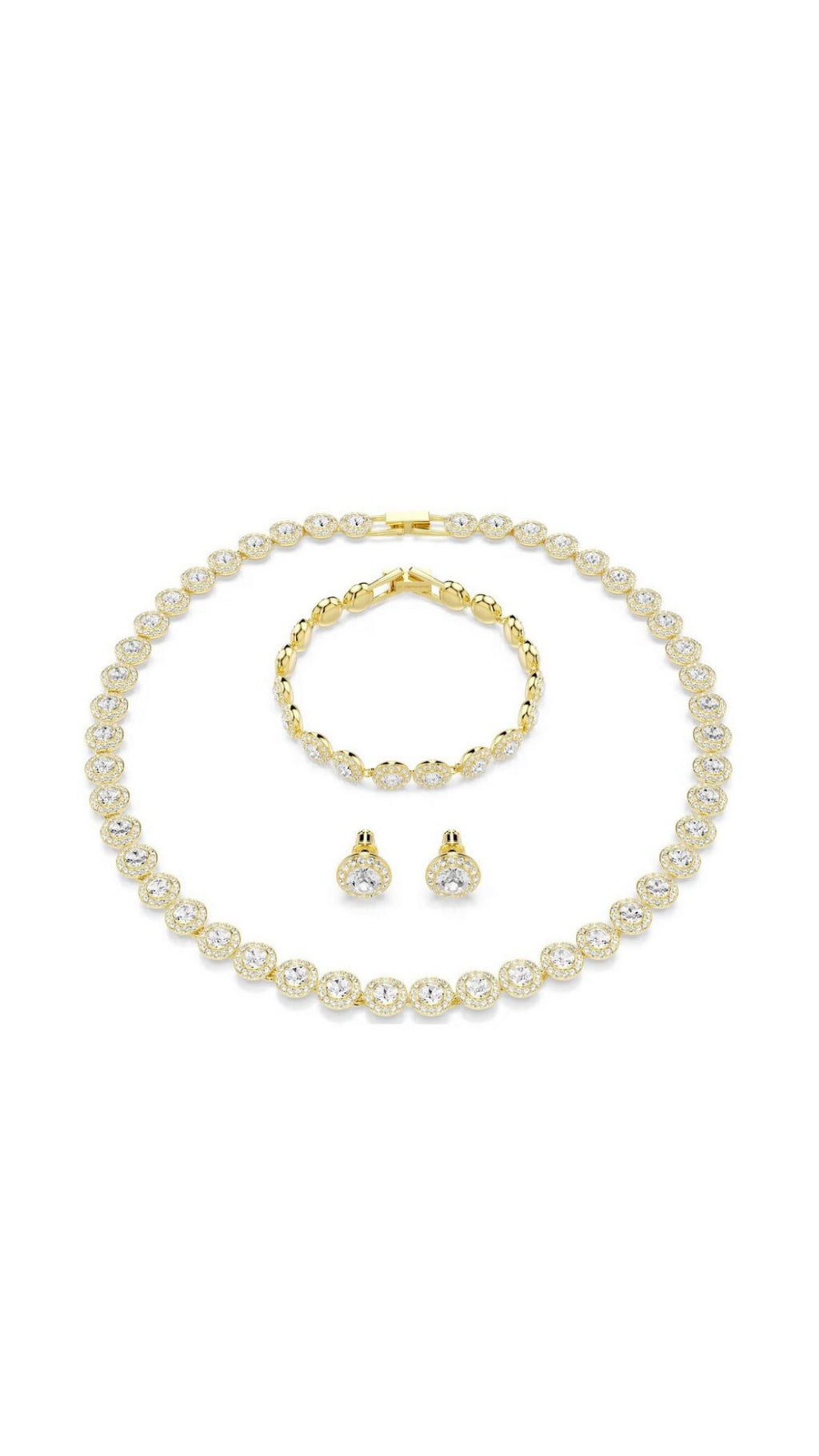 Swarovski Una Angelic Round Cut Pavé Necklace, Earrings & Bracelet Set 38cm, 1cm, 16.5cm