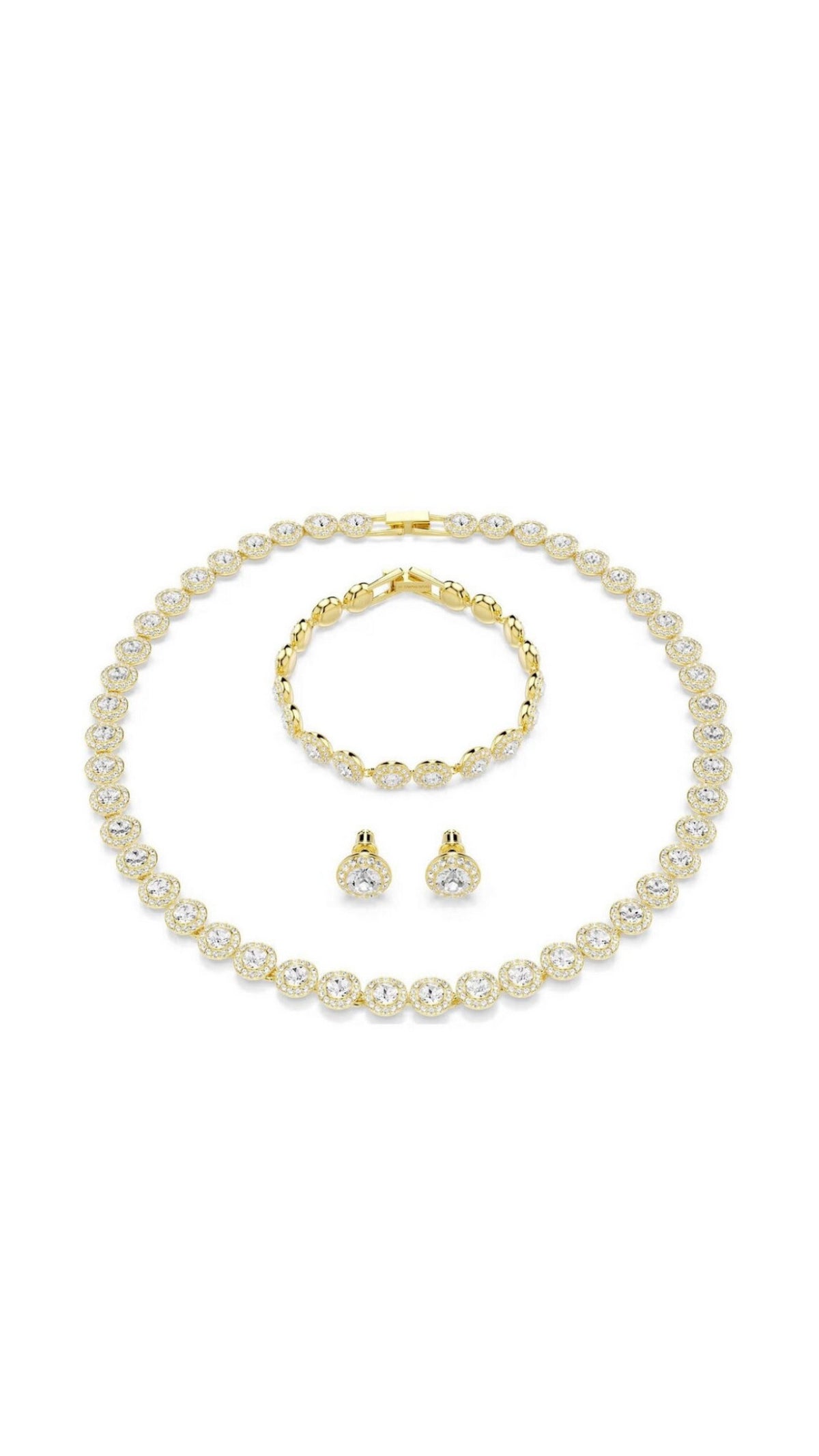 Swarovski Una Angelic Round Cut Pavé Necklace, Earrings & Bracelet Set 38cm, 1cm, 16.5cm
