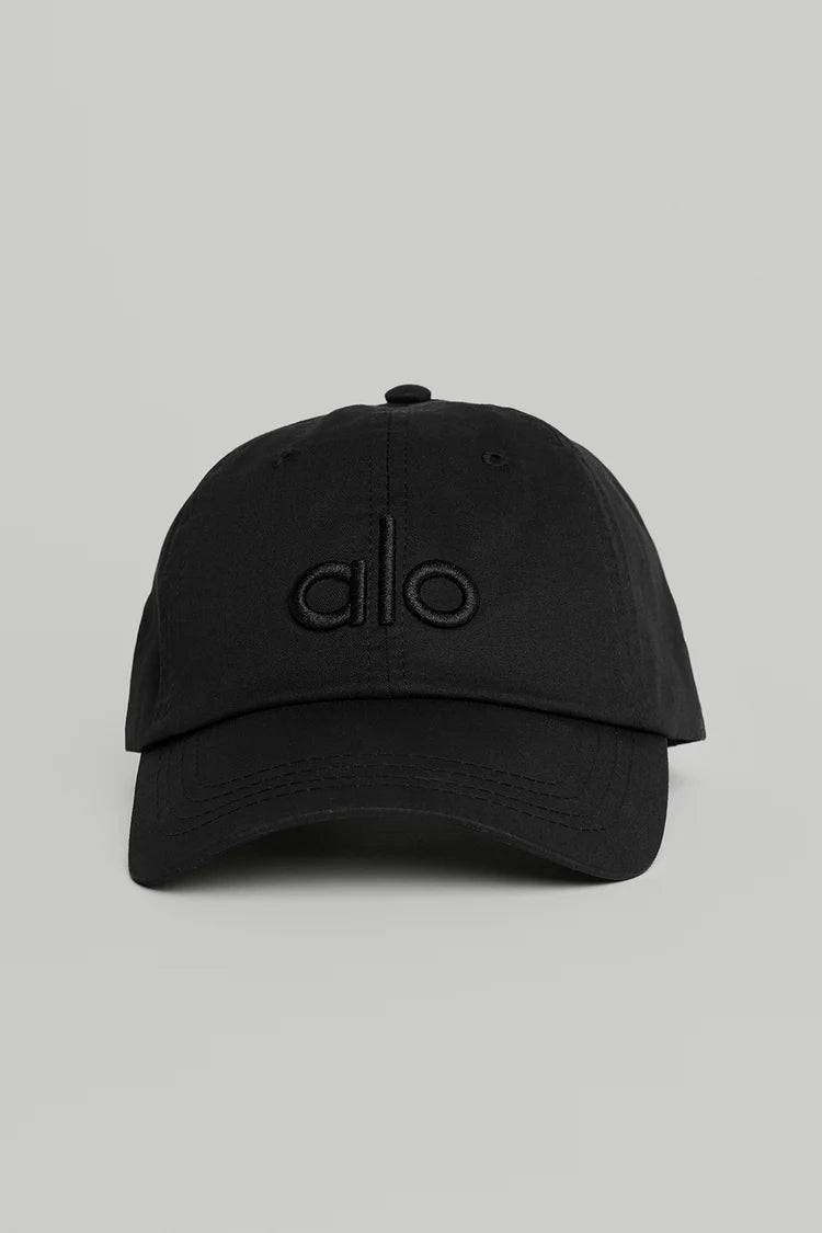 Alo Yoga Black Baseball Cap Adjustable Strap Minimal Logo Unisex Hat 🏴