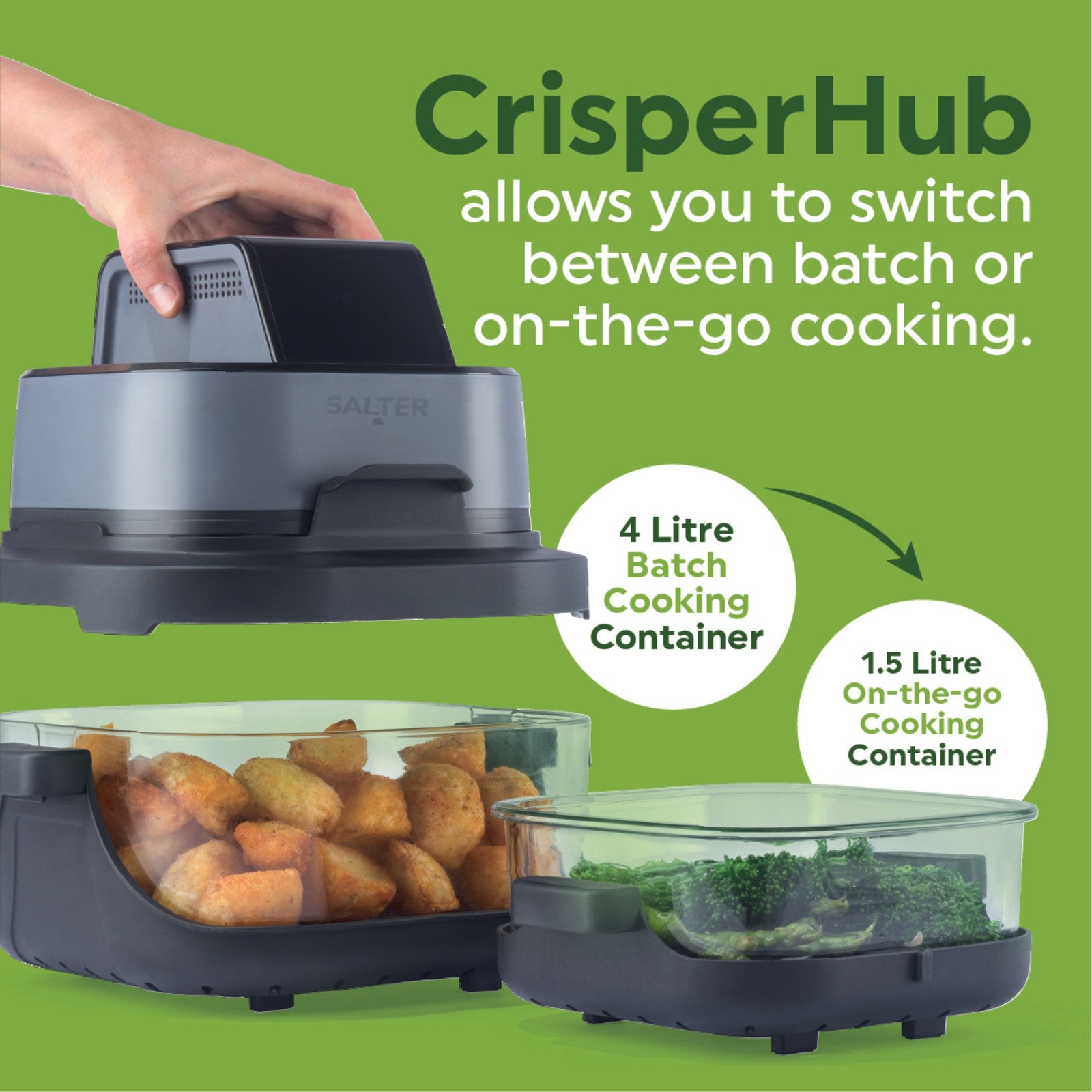 Salter Crisp & Go Portable Air Fryer - Interchangeable, Batch Cooking, 4 Presets - New 🏴