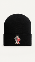 Moncler Grenoble Wool Beanie Hat Black - Authenticity Guaranteed