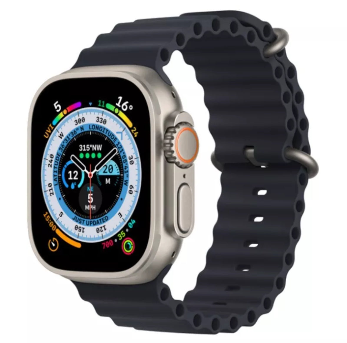 Apple Watch Ultra 49mm Titanium Case, Midnight Ocean Band, LTE