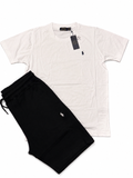 Ralph Lauren Double Knit Full Short Set White & Black - New 🏴