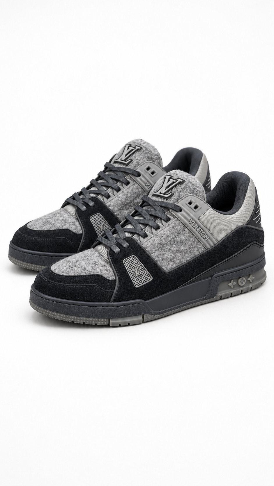 Louis Vuitton Suede Sneakers Black & Grey - Authenticity Guaranteed