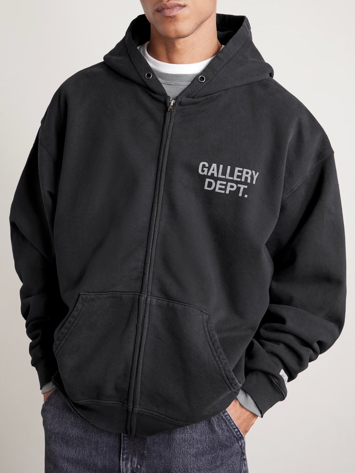 GALLERY DEPT. Hoodie 
Cotton-Blend Zip-Up Logo Hoodie