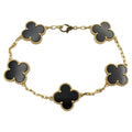 Van Cleef & Arpels Vintage Alhambra 5 Motif Black Onyx Yellow Gold Bracelet