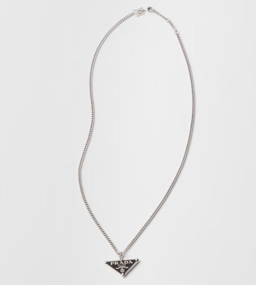 Prada Silver Pendant Necklace