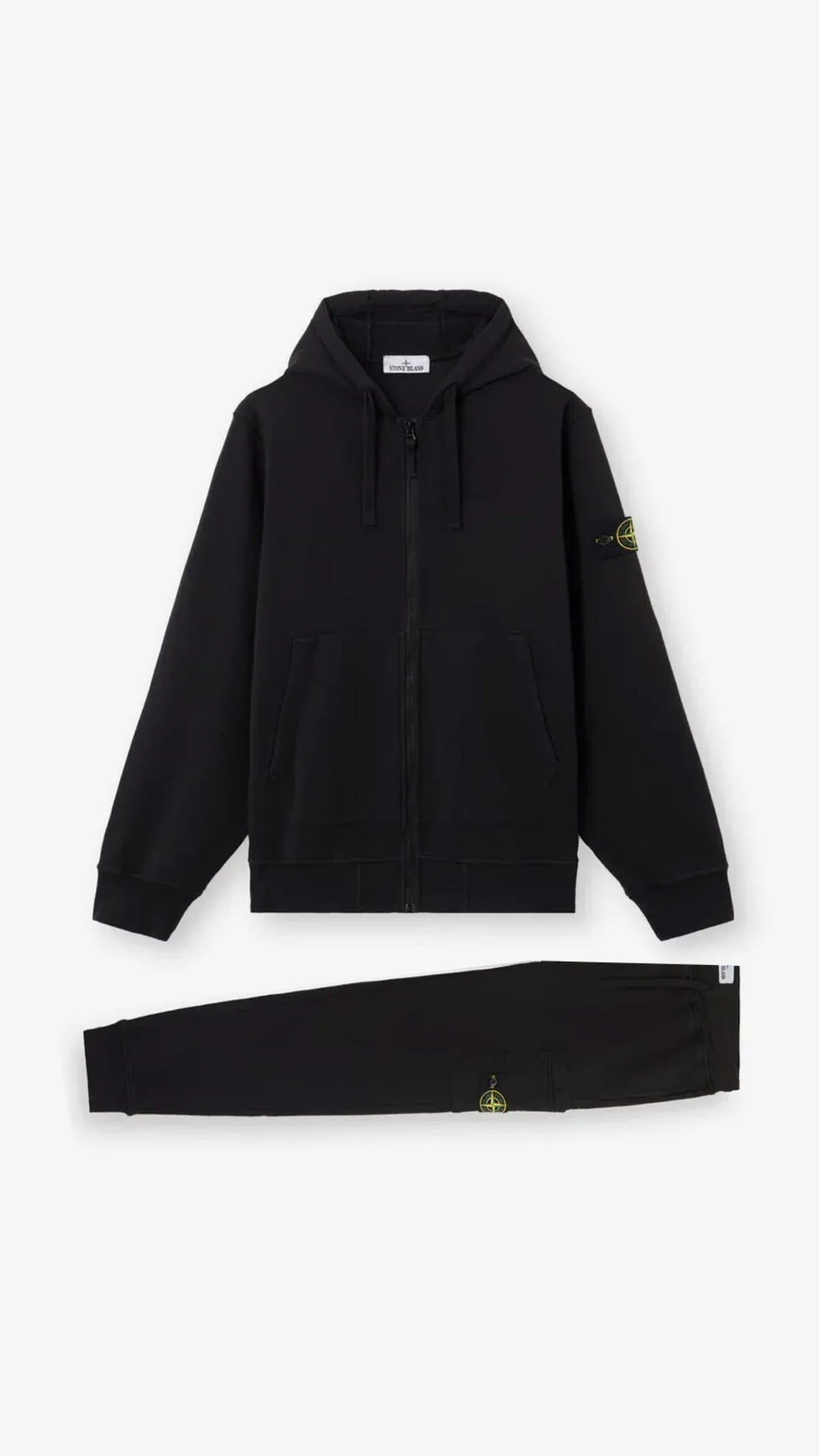 Stone Island Black Organic Cotton Zip Up Tracksuit Black