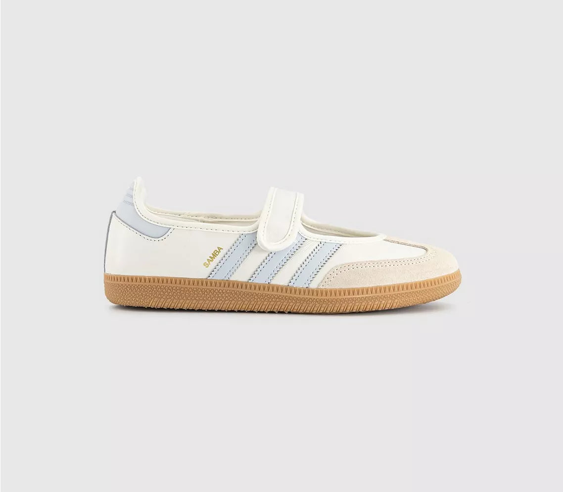 ADIDAS SAMBA MARY JANE TRAINERS WHITE BABY BLUE NEW 🏴