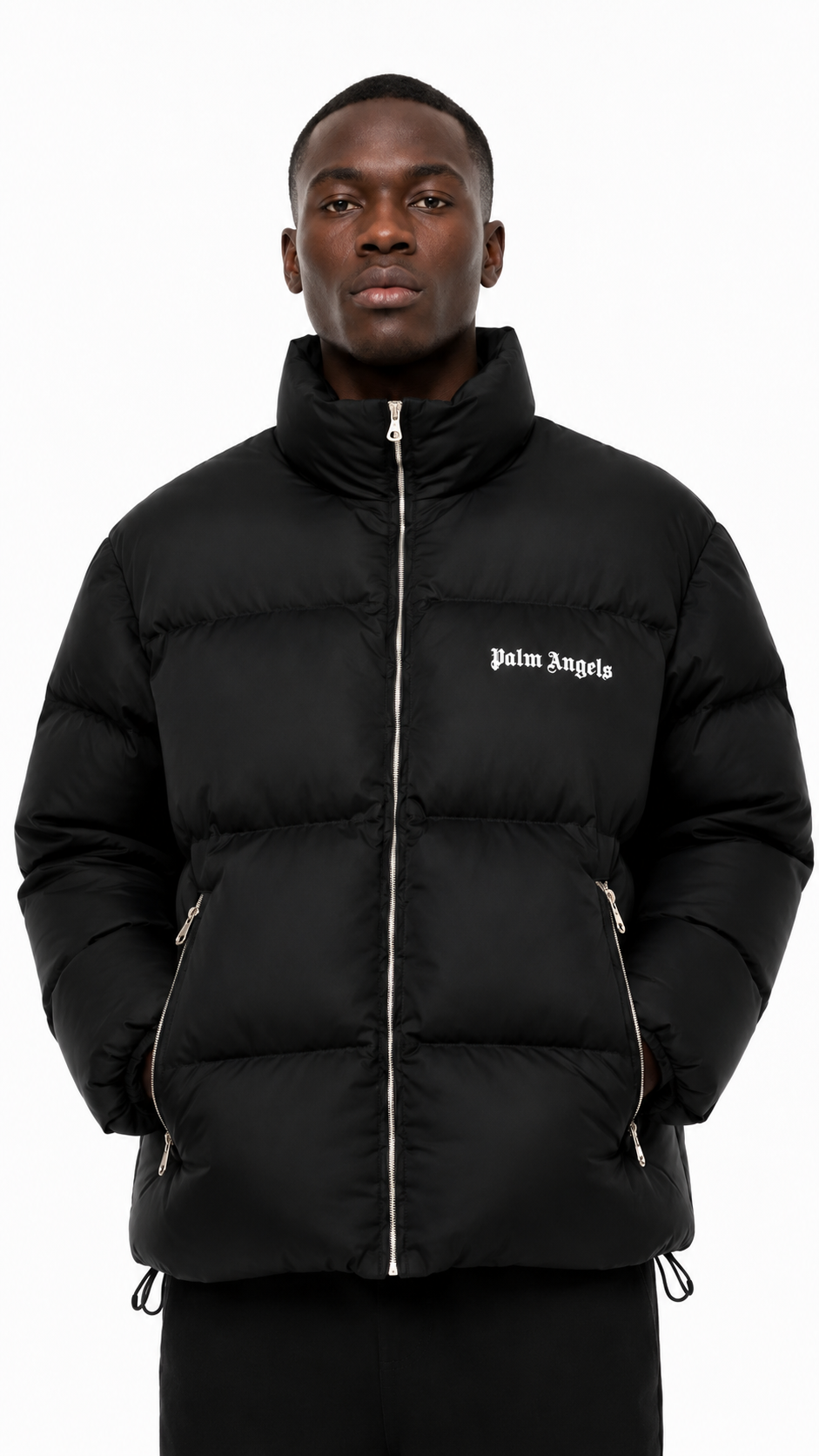 Palm Angels Jacket ‘Track Puffer’ Black - Authenticity Guaranteed