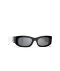 Chanel Rectangle Sunglasses Black/White w. Polarized Gray Lens. CH5525