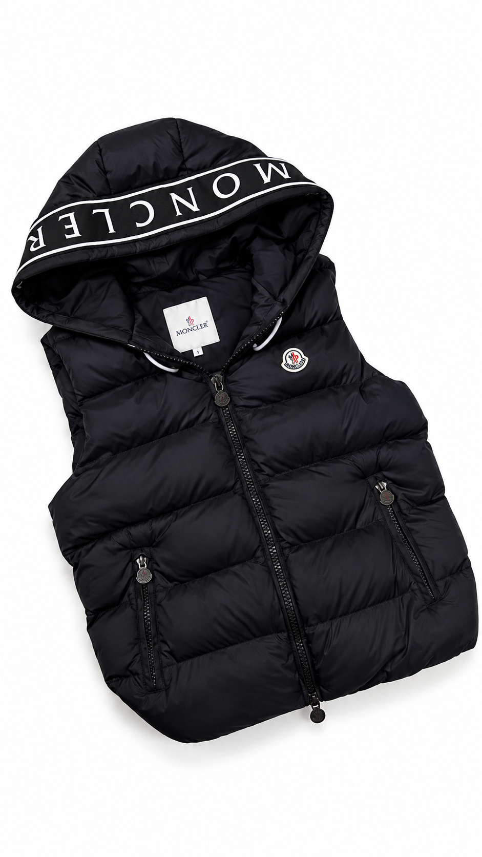Moncler Men's Hooded Puffer Vest Black Down Gilet - Authenticity Guaranteed