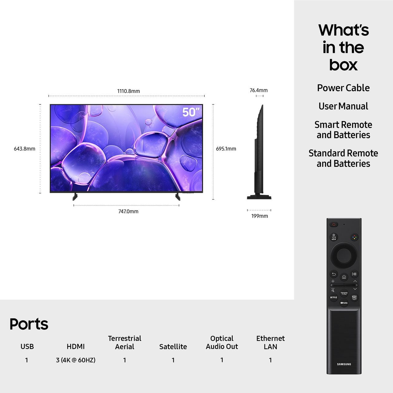 Samsung UE50U8000F 50 Inch LED 4K Ultra HD Smart TV Bluetooth WiFi - New 🏴