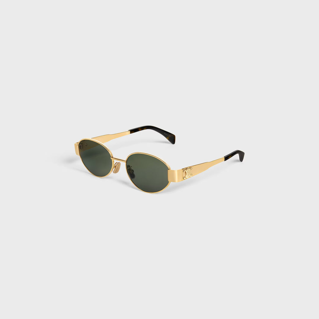 NEW Metal Triomphe Celine CL40235U Gold/Grey Lens Oval Women's Sunglasses 🏴