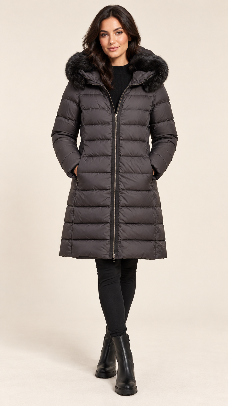 Women's Moncler Fabrefur Black Puffer Jacket - Authenticity Guaranteed