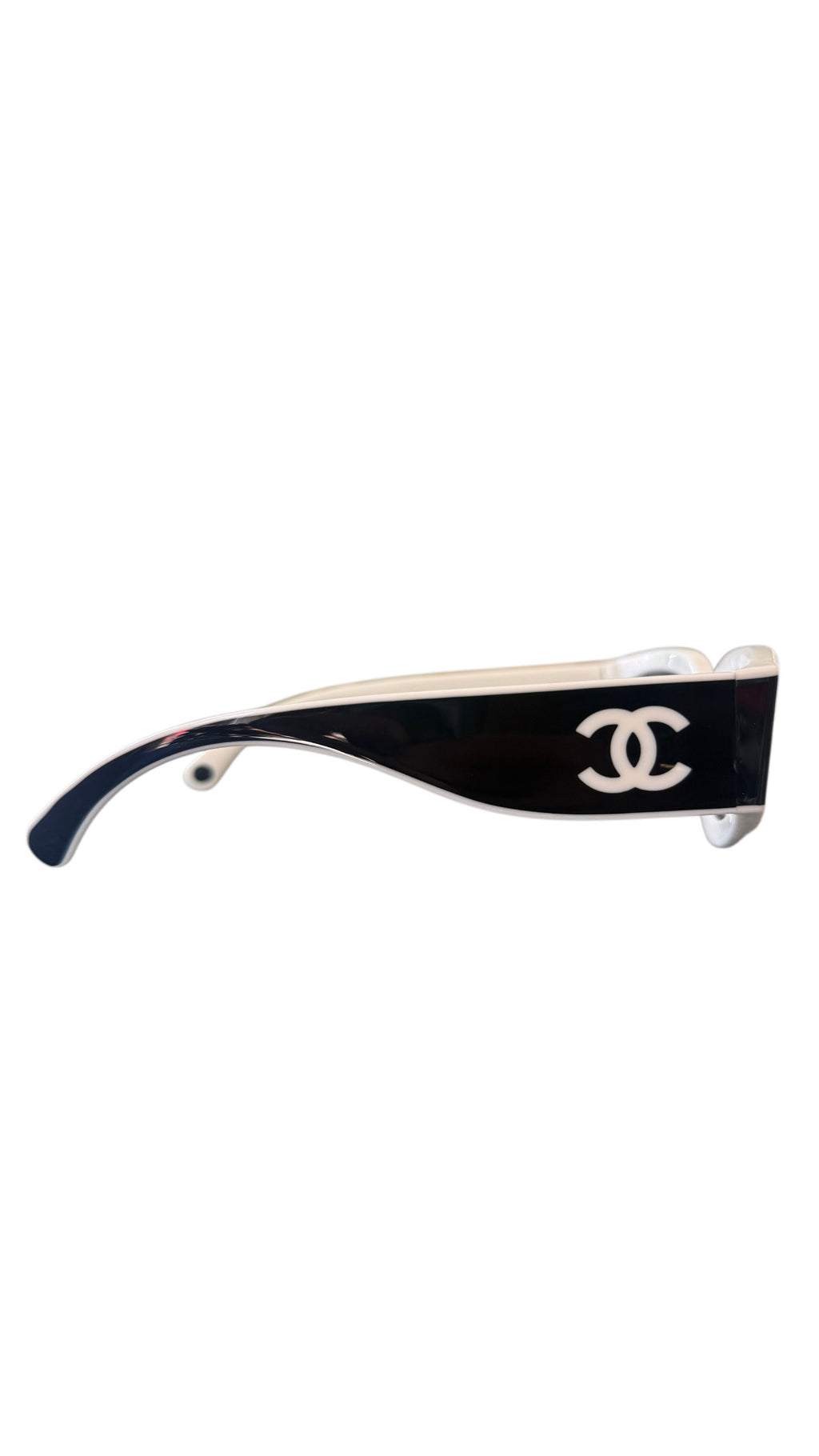 Chanel CH6056 54mm Cat Eye Sunglasses in Black and White With Grey Lenses