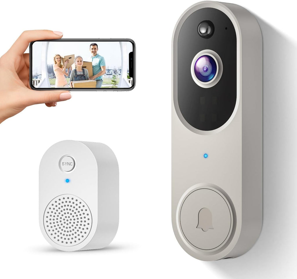 1080P Wireless Video Doorbell Camera with Ring Chime, Smart AI Human Detection - New 🏴
