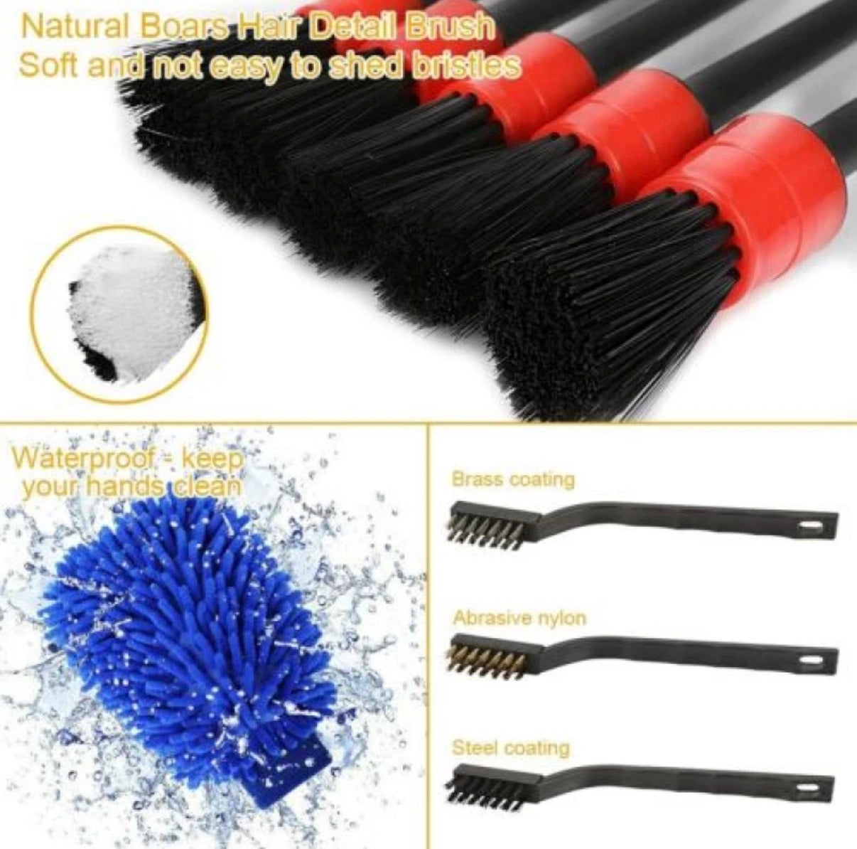 26PCS Car Cleaning Kit Auto Interior Exterior Detailing Brush Set w/Gloves Towel