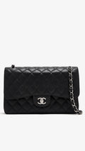 Chanel Black Quilted Lambskin Leather Medium Classic Double Flap Bag