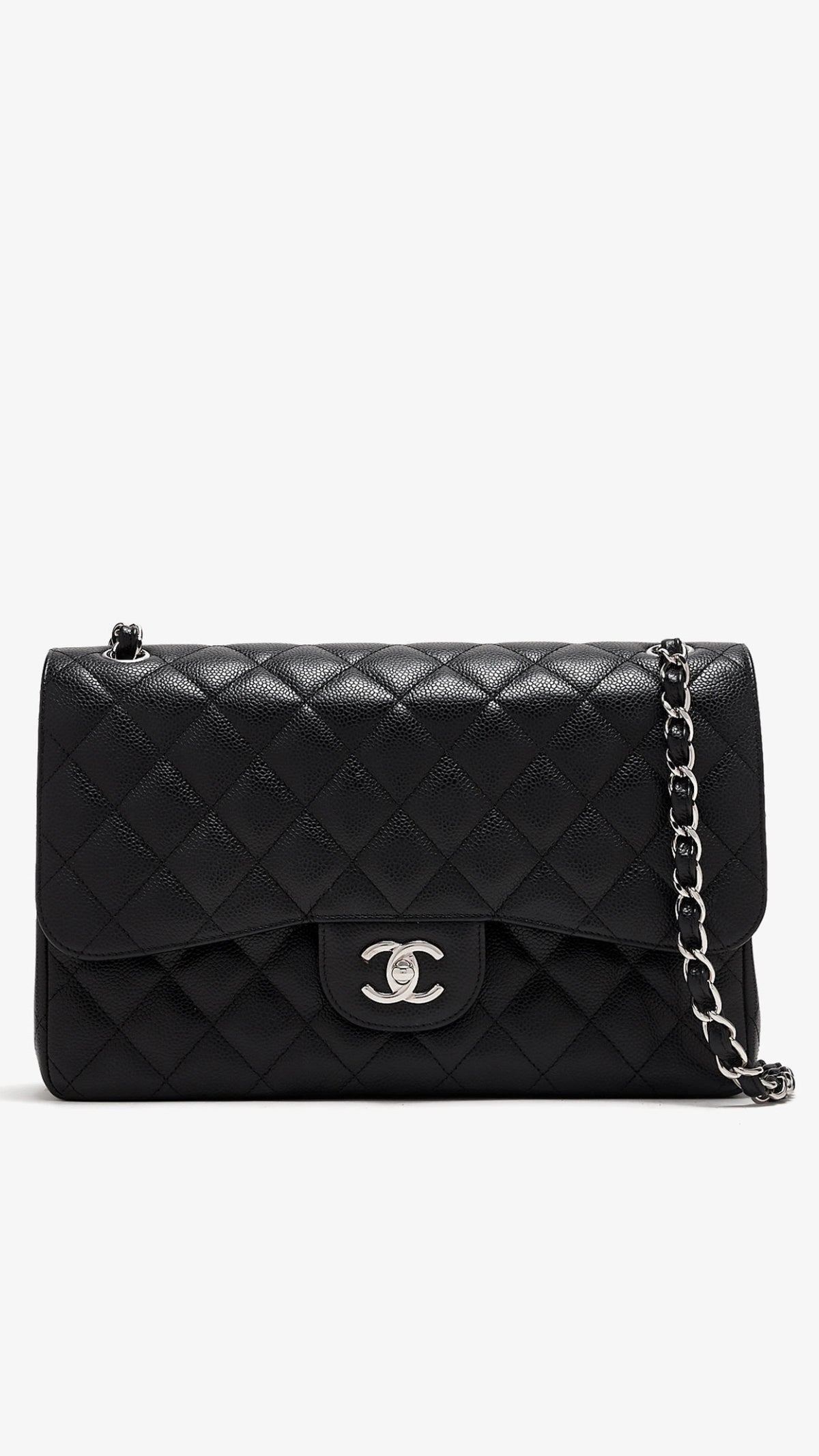 Chanel Black Quilted Lambskin Leather Medium Classic Double Flap Bag