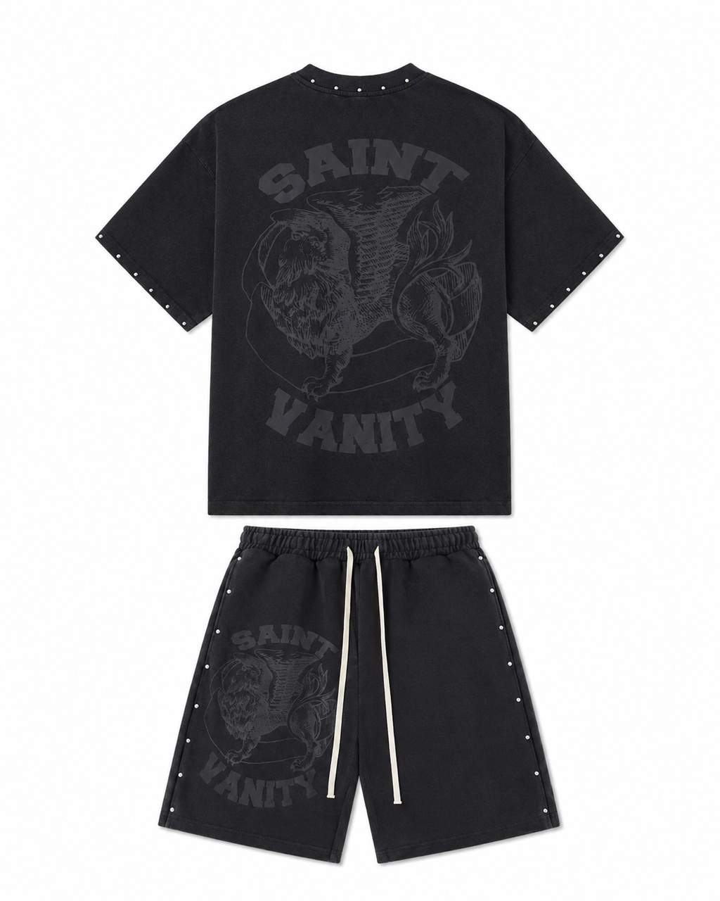 Saint Valley TERRY LOGO Short Set "FADED Black” (Pre-Order)