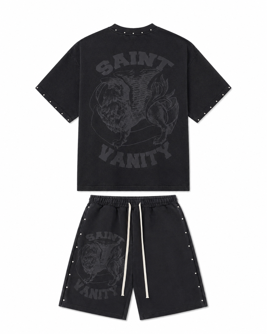 Saint Valley TERRY LOGO Short Set "FADED Black” (Pre-Order)