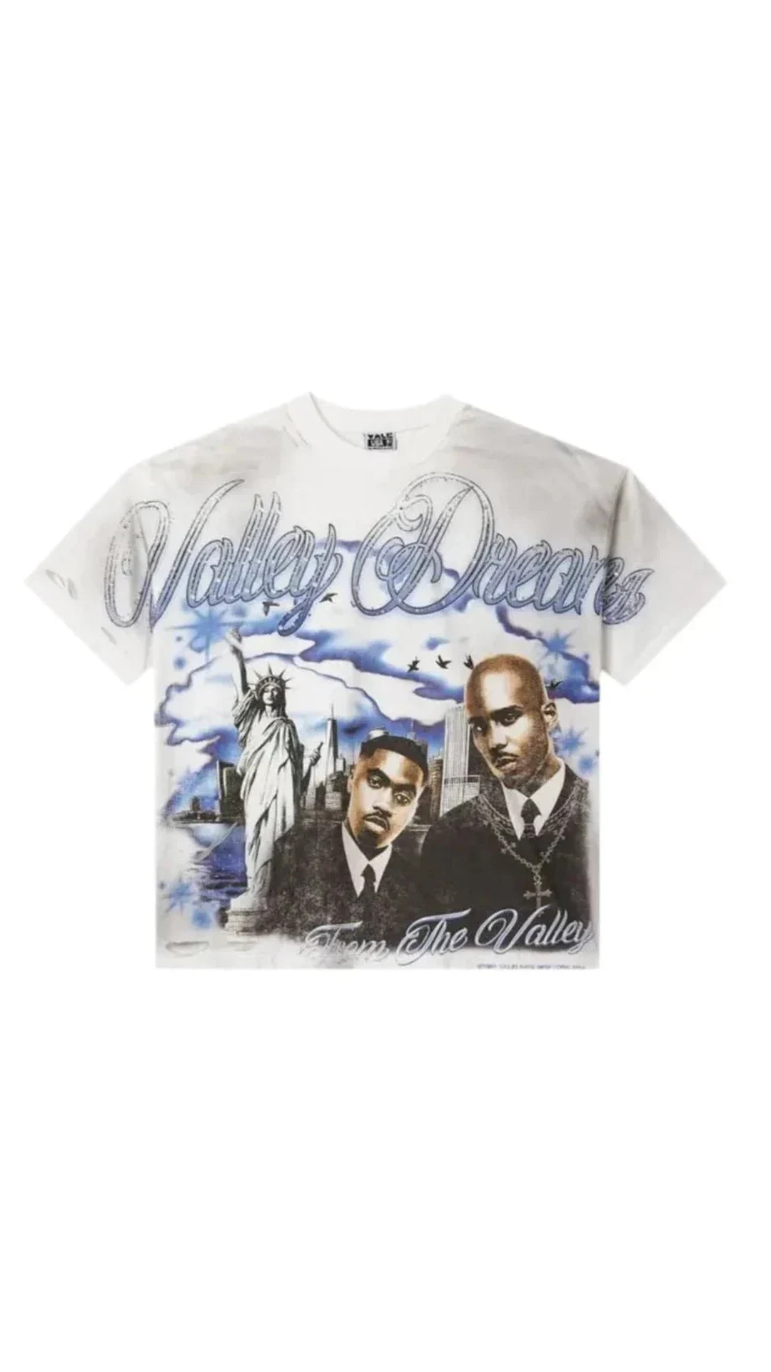 “SALE” Valley Dreams Lives Valley Forever White Godfather” Bling Tee