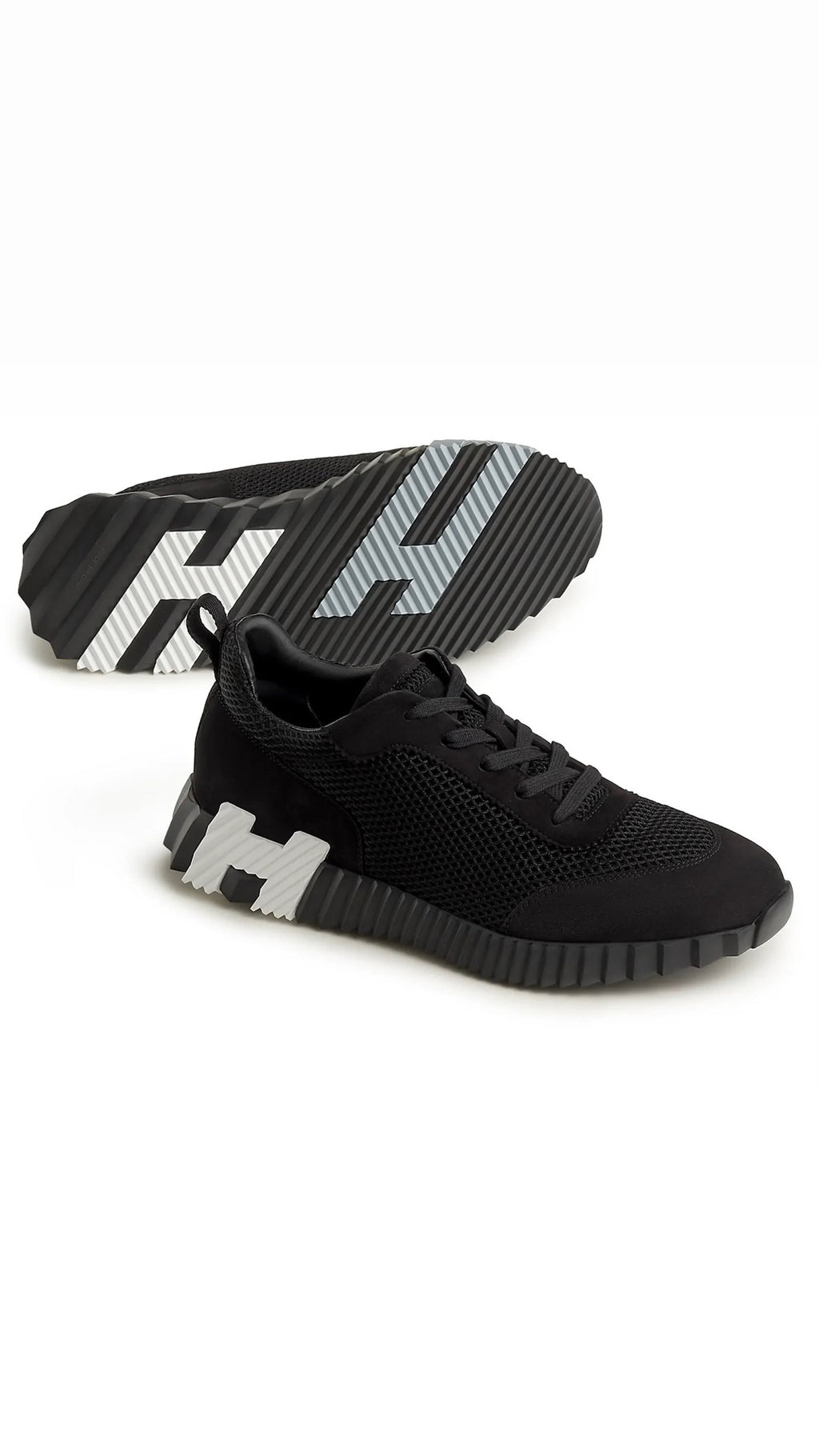 Hermes Bouncing Sneakers Black White Mesh
