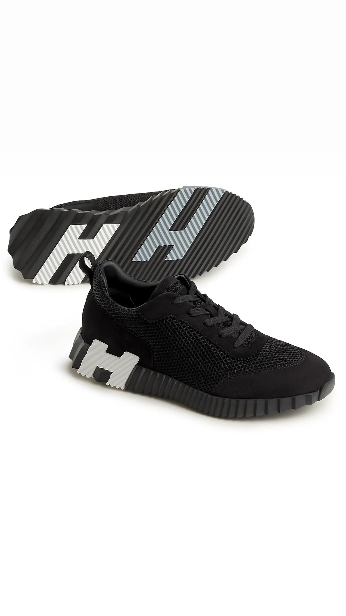 Hermes Bouncing Sneakers Black White Mesh