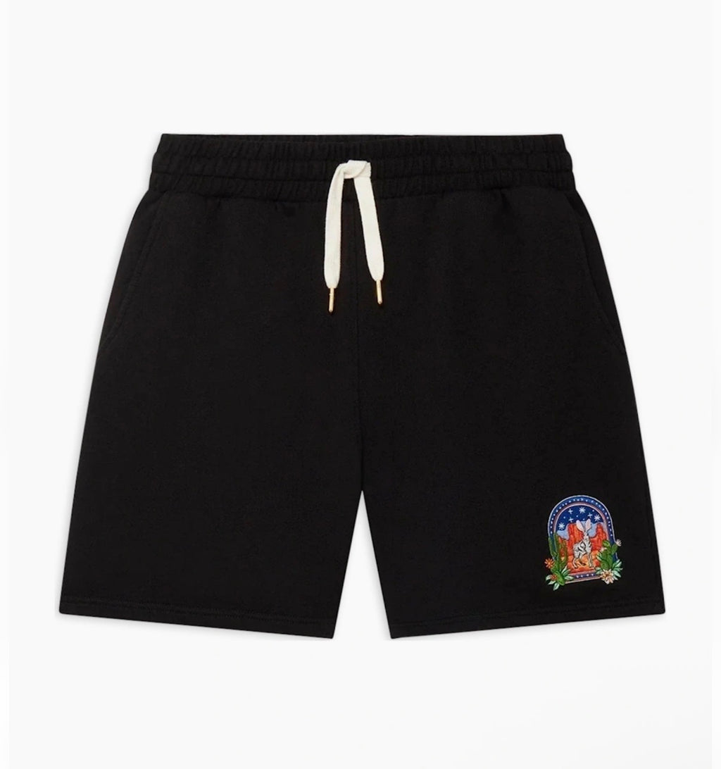 Casablanca embroidered l'arche du desert sweat shorts black🔍☑️
