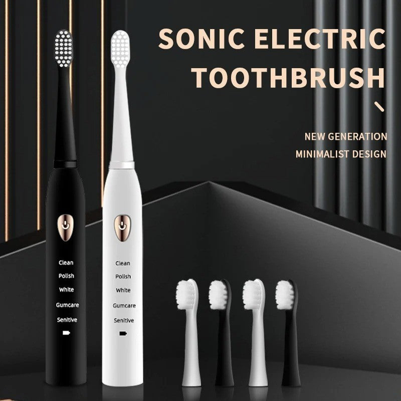 Jianpai Adult Black White Classic Acoustic Electric Toothbrush Adult 5-gear Mode - New 🏴