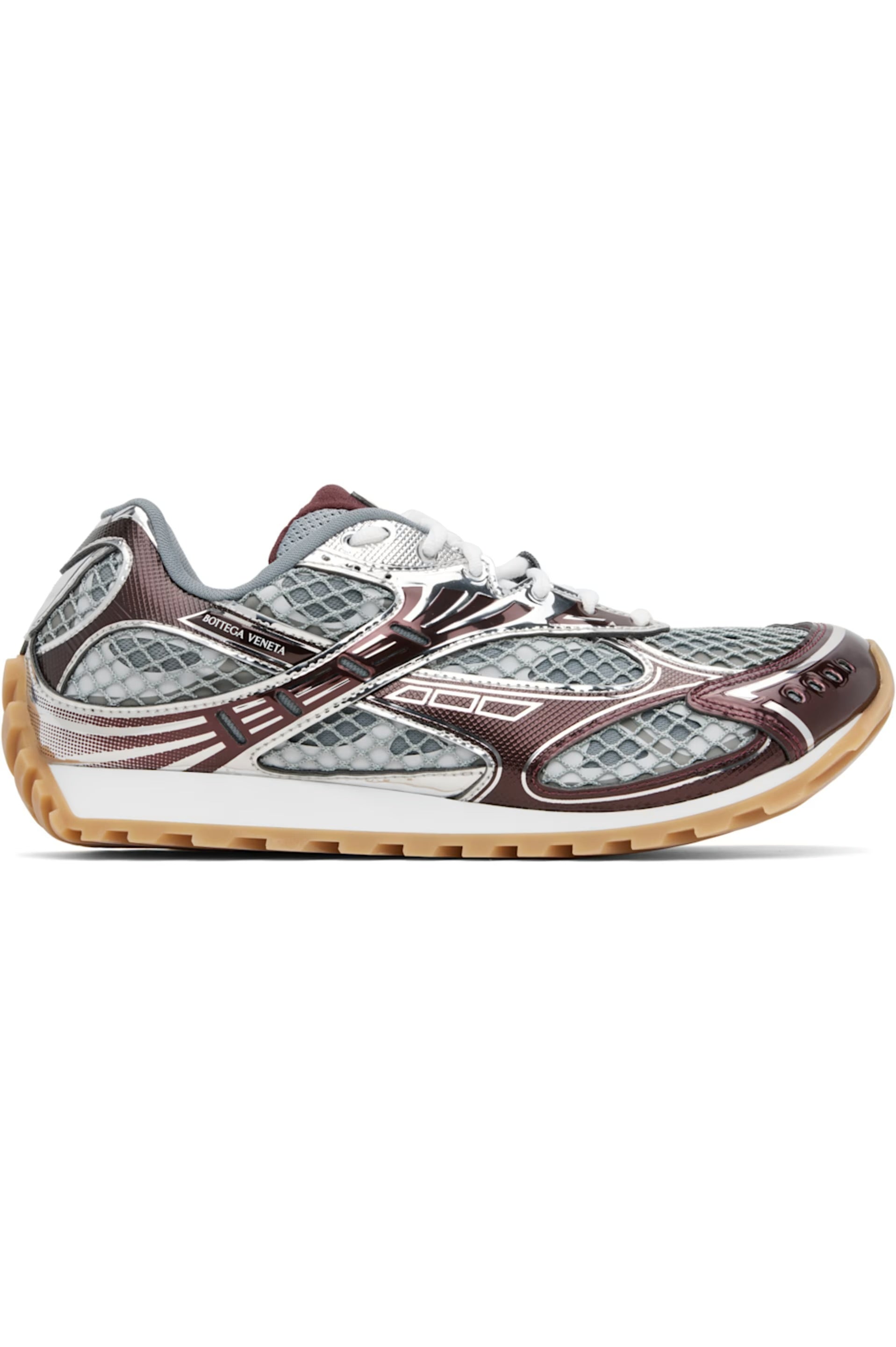 BOTTEGA VENETA Burgundy & Silver Orbit Sneakers📲