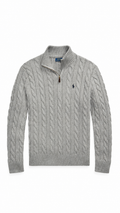 Ralph Lauren Cable Knit Quarter Zip - Grey