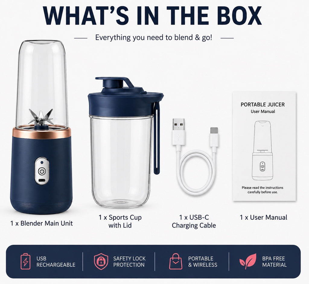 Portable Blender USB Rechargeable Smoothie Maker Juicer Bottle - New 🏴