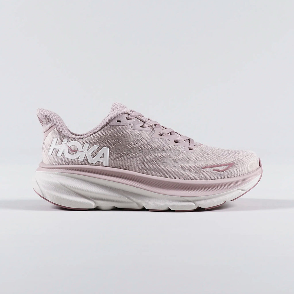 Hoka Clifton 9 Running Trainers Dusty Pink & White 🏴☑️