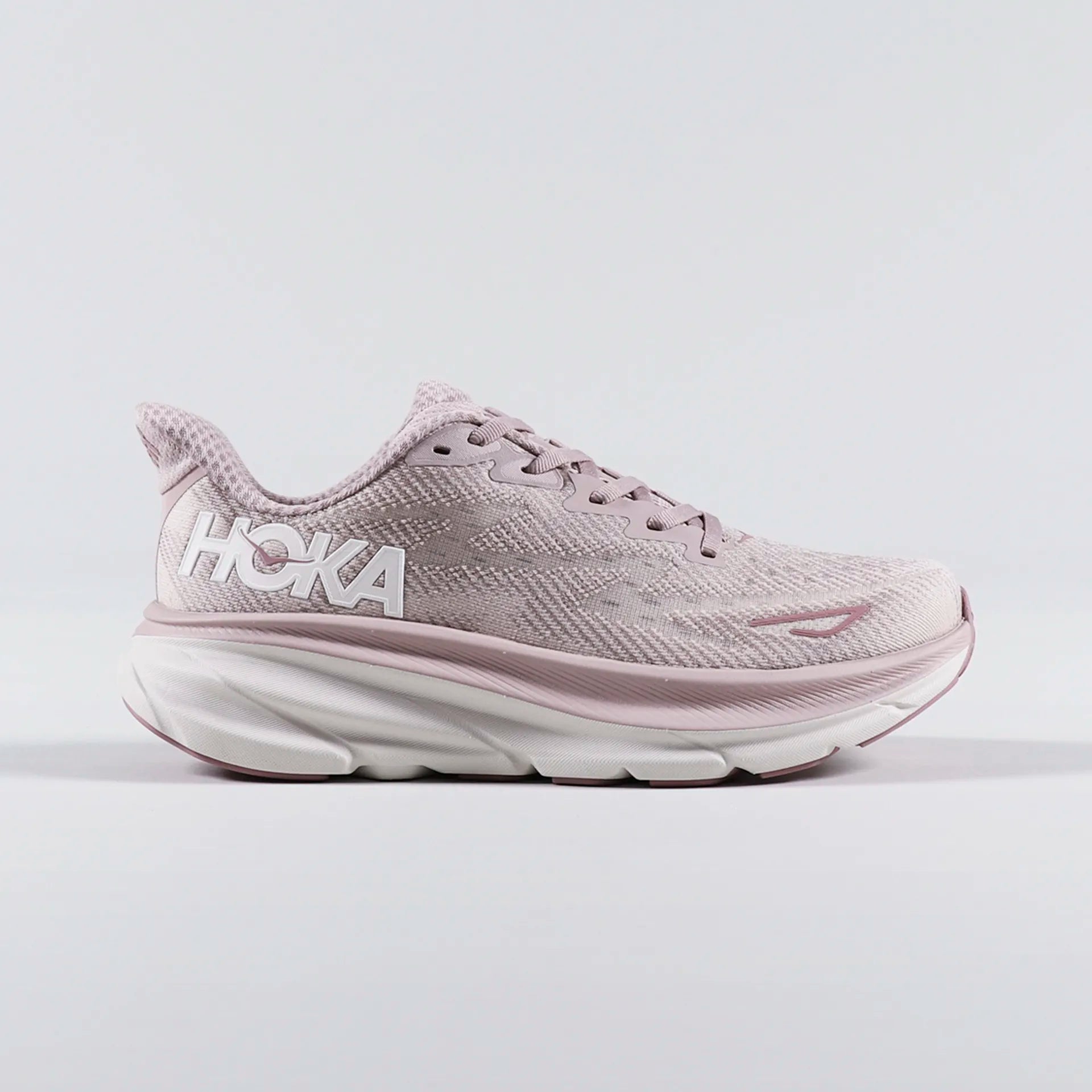 Hoka Clifton 9 Running Trainers Dusty Pink & White 🏴☑️