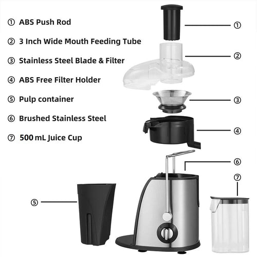 800W Juicer Machine Whole Fruit Vegetable Large Juice Extractor Stainless Steel - New 🏴