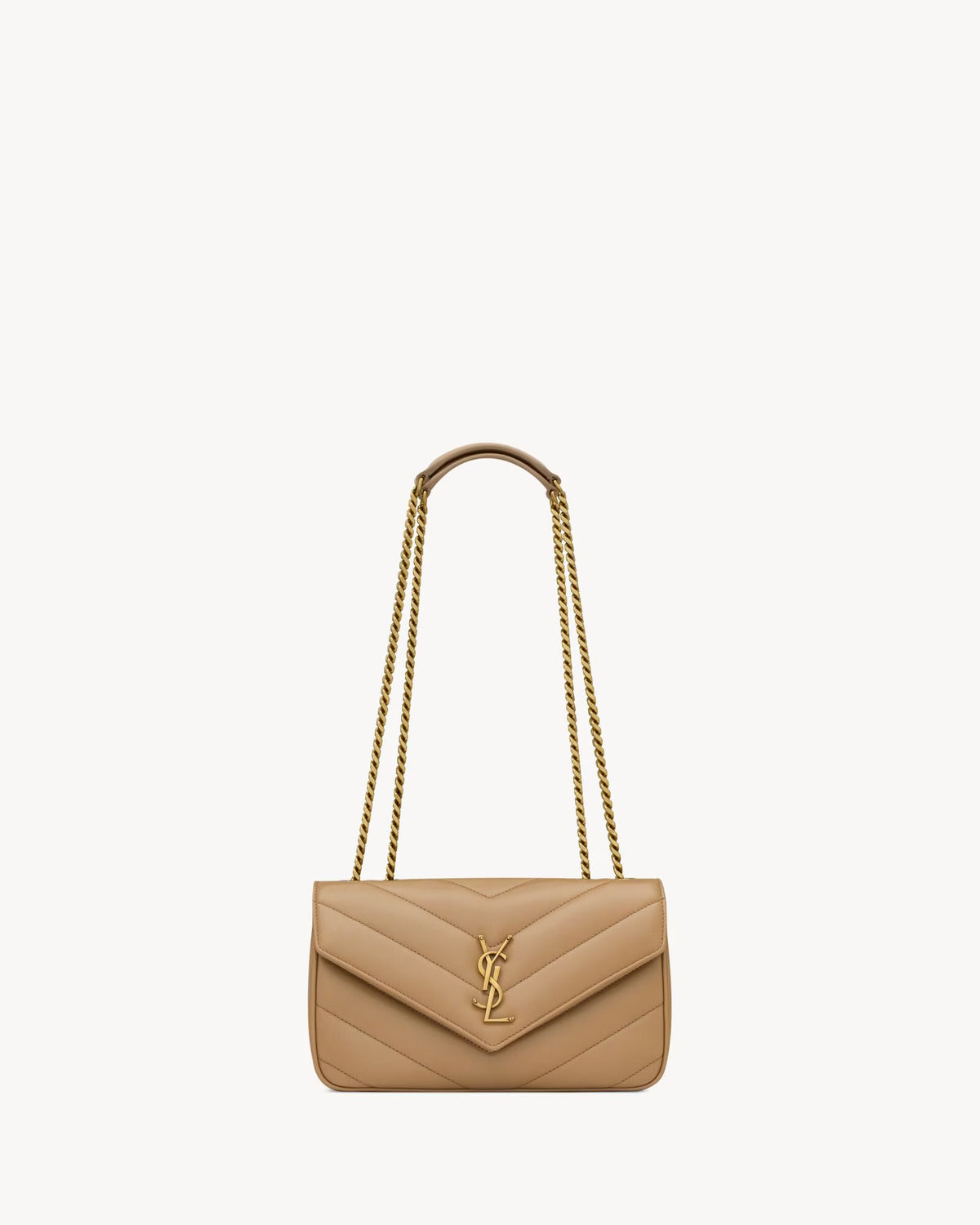 YSL LOULOU SMALL BAG IN MATELASSÉ LAMBSKIN NATURAL TAN