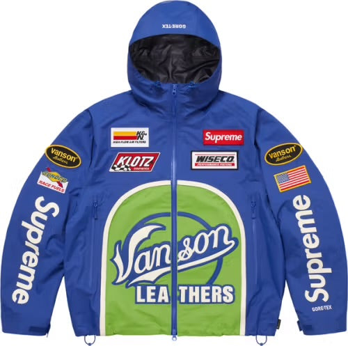 SUPREME VANSON LEATHERS GORE-TEX SHELL JACKET BLUE