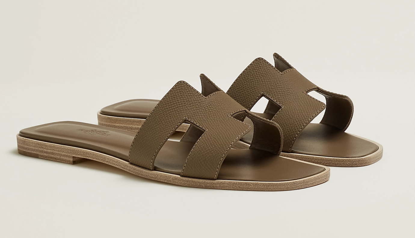 Hermes Oran Sandals (Brand New) - Etoupe Colour - New 🏴