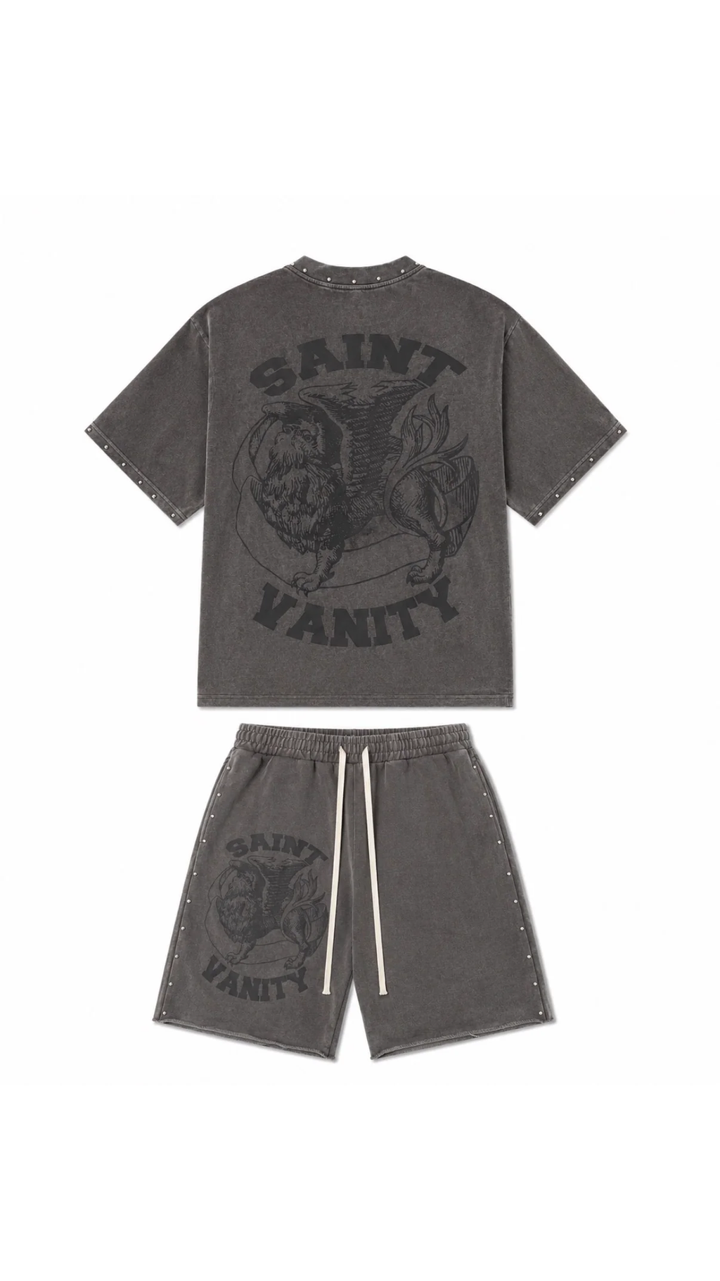 “SALE” Saint Valley TERRY Short Set "FADED Grey”
