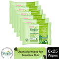 6 x 25 Wipes Simple Kind to Skin Cleansing Wipes For Sensitive Skin - New 🏴