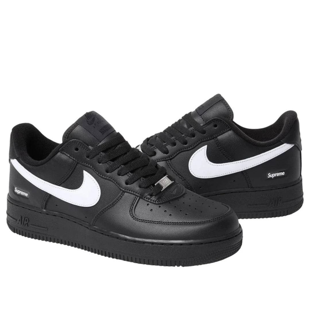 NIKE AIR FORCE 1 LOW SUPREME BLACK WHITE - Multiple Sizes