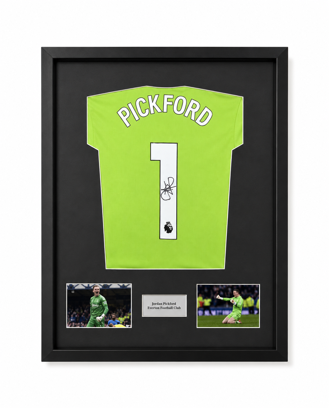 Professionally Framed Jordan Pickford Everton
FC EFC Goalkeeper Shirt.