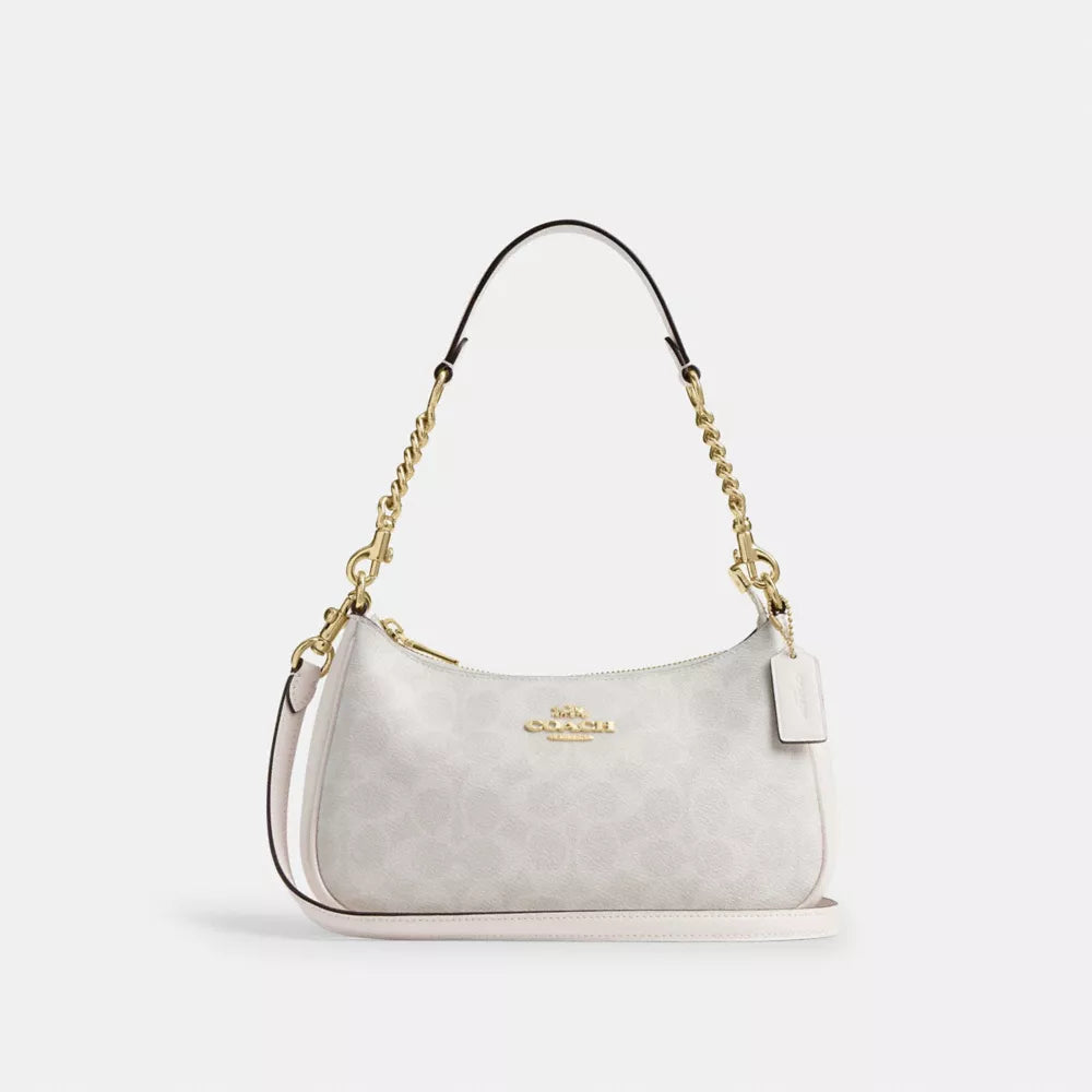 Teri Shoulder Bag In Signature Canvas - White