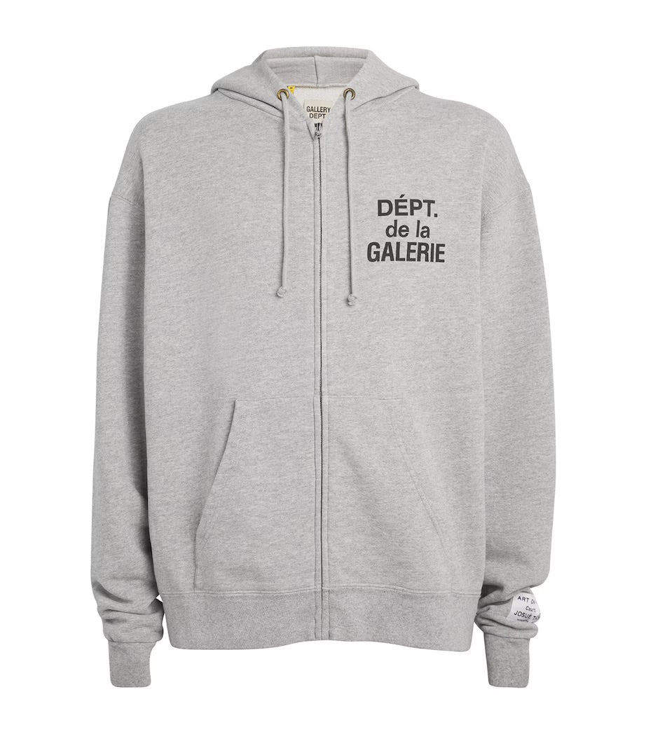 GALLERY DEPT. Hoodie 
Cotton-Blend Zip-Up Logo Hoodie