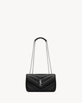 YSL LOULOU SMALL BAG IN MATELASSÉ LAMBSKIN BLACK SILVER