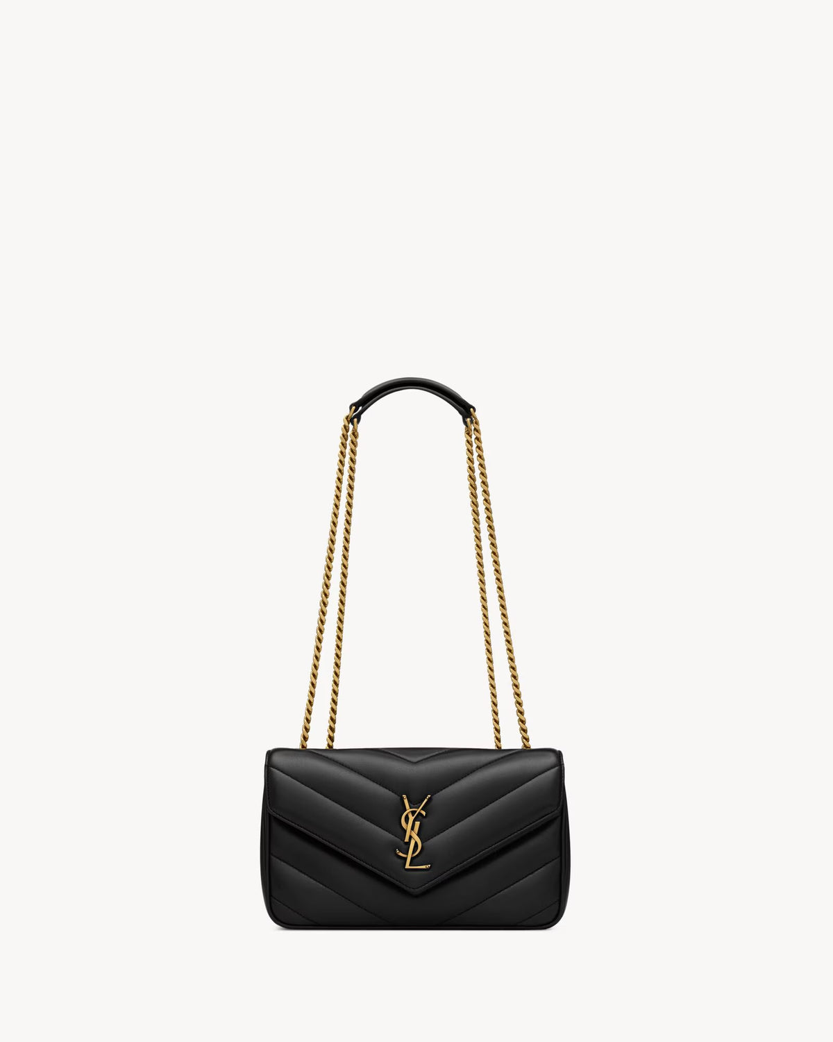 YSL LOULOU SMALL BAG IN MATELASSÉ LAMBSKIN BLACK GOLD