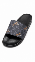Gucci Mens GG Monogram Tiger Logo Slider Sandals