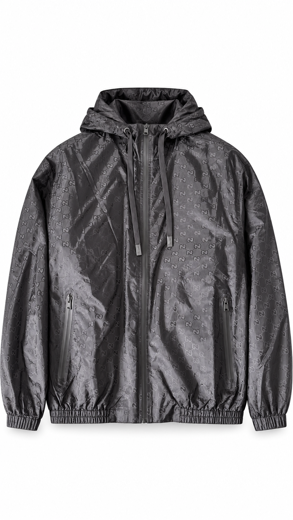 Gucci GG Logo Monogram Black Windbreaker - Authenticity Guaranteed